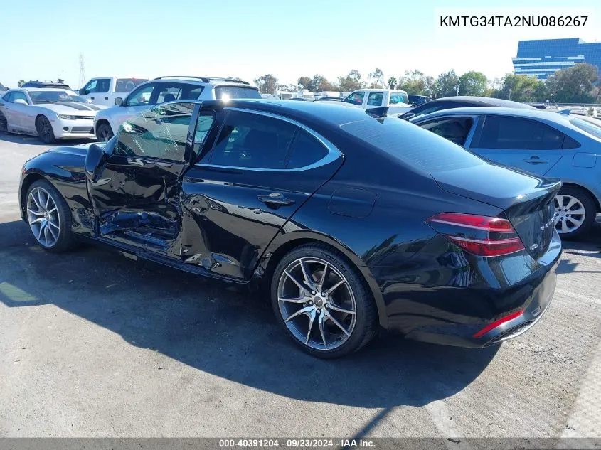 2022 Genesis G70 2.0T Rwd VIN: KMTG34TA2NU086267 Lot: 40391204