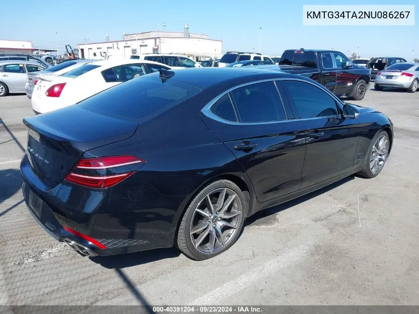 2022 Genesis G70 2.0T Rwd VIN: KMTG34TA2NU086267 Lot: 40391204