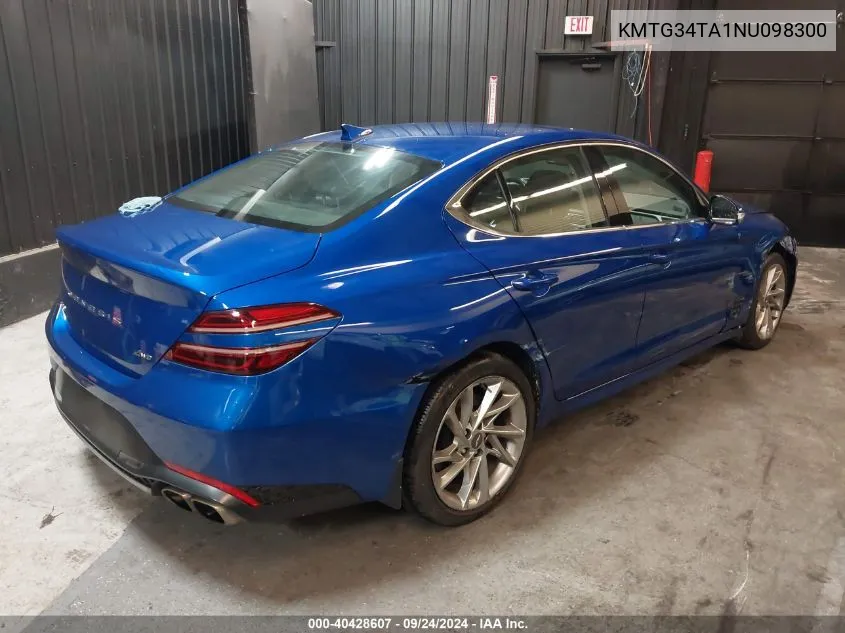 2022 Genesis G70 2.0T Awd VIN: KMTG34TA1NU098300 Lot: 40428607