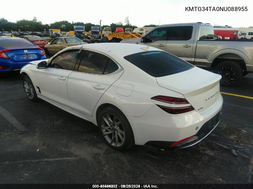 2022 Genesis G70 2.0T Rwd VIN: KMTG34TA0NU088955 Lot: 40444202