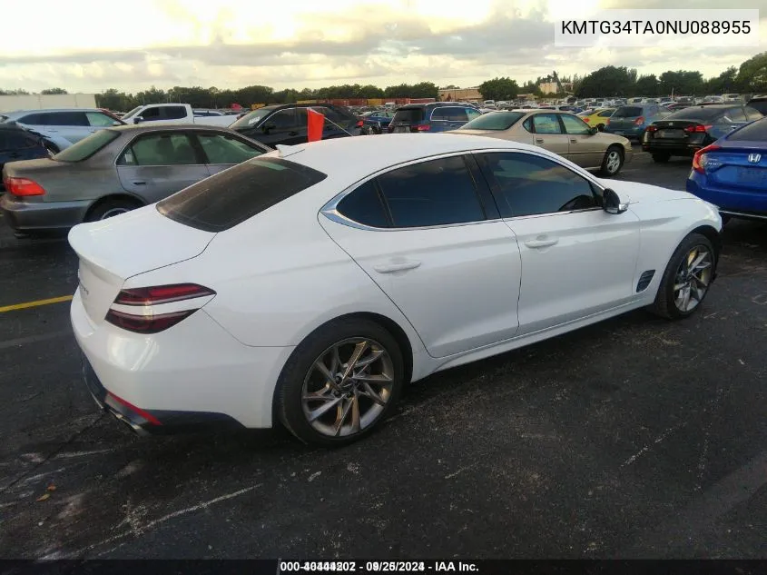 2022 Genesis G70 2.0T Rwd VIN: KMTG34TA0NU088955 Lot: 40444202