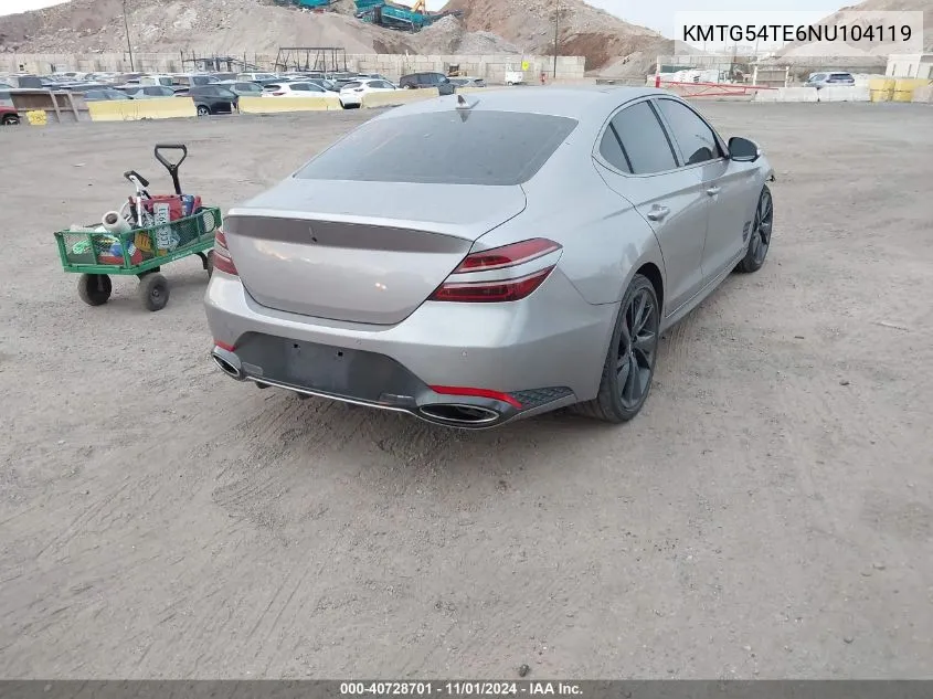 2022 Genesis G70 3.3T Awd VIN: KMTG54TE6NU104119 Lot: 40728701