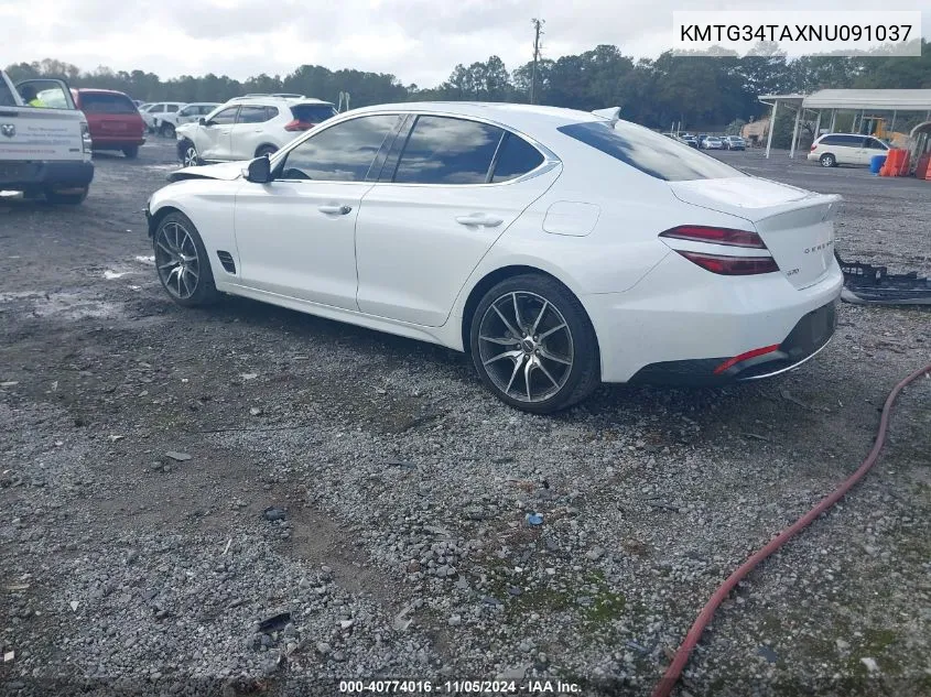 2022 Genesis G70 2.0T Rwd VIN: KMTG34TAXNU091037 Lot: 40774016