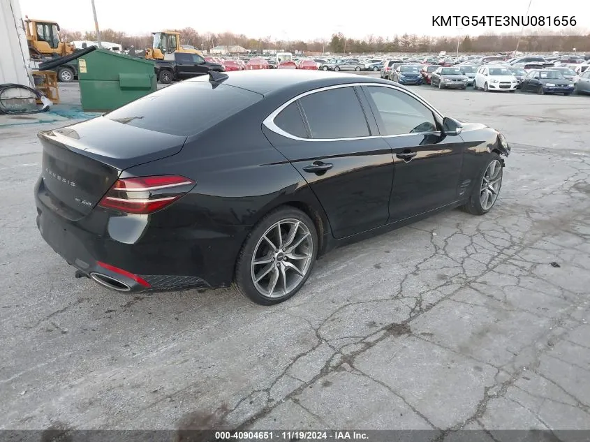 2022 Genesis G70 3.3T Awd VIN: KMTG54TE3NU081656 Lot: 40904651