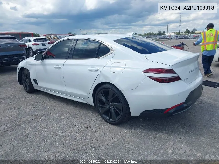 2023 Genesis G70 2.0T Rwd VIN: KMTG34TA2PU108318 Lot: 40410221