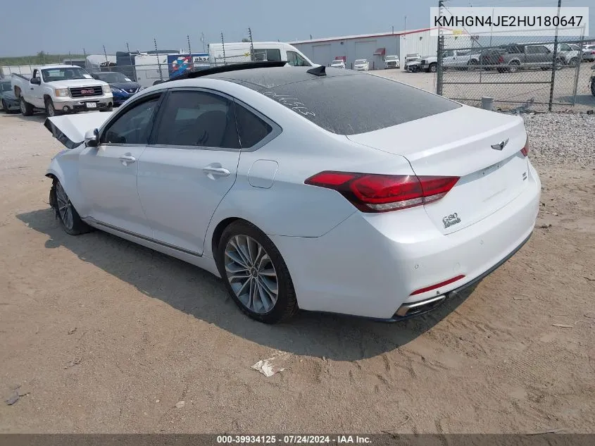 2017 Genesis G80 3.8 VIN: KMHGN4JE2HU180647 Lot: 39934125