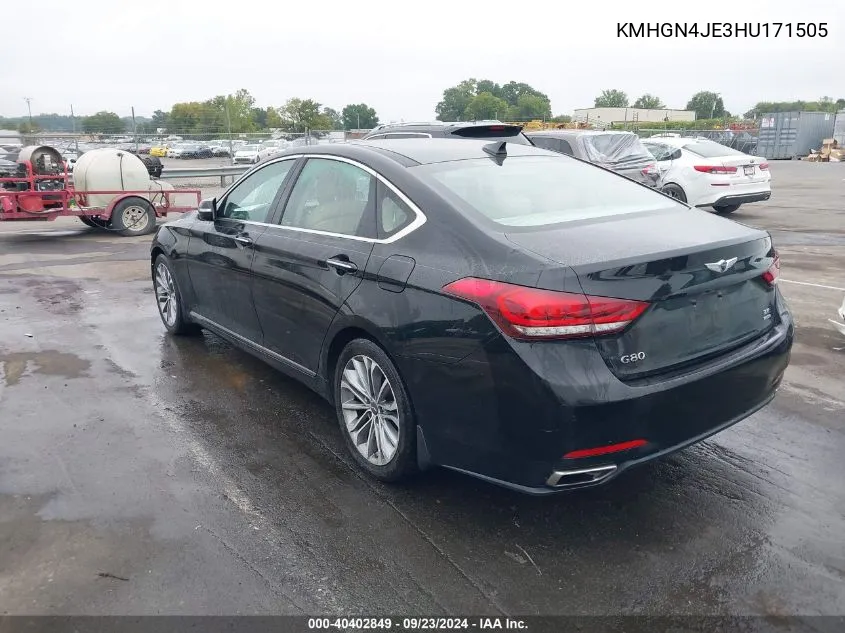 2017 Genesis G80 3.8 VIN: KMHGN4JE3HU171505 Lot: 40402849