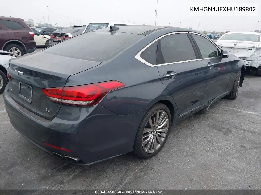 2017 Genesis G80 5.0 Ultimate VIN: KMHGN4JFXHU189802 Lot: 40458068