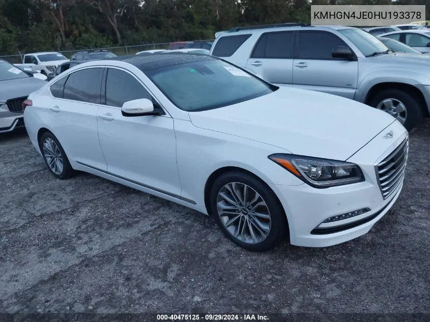 2017 Genesis G80 3.8 VIN: KMHGN4JE0HU193378 Lot: 40475125