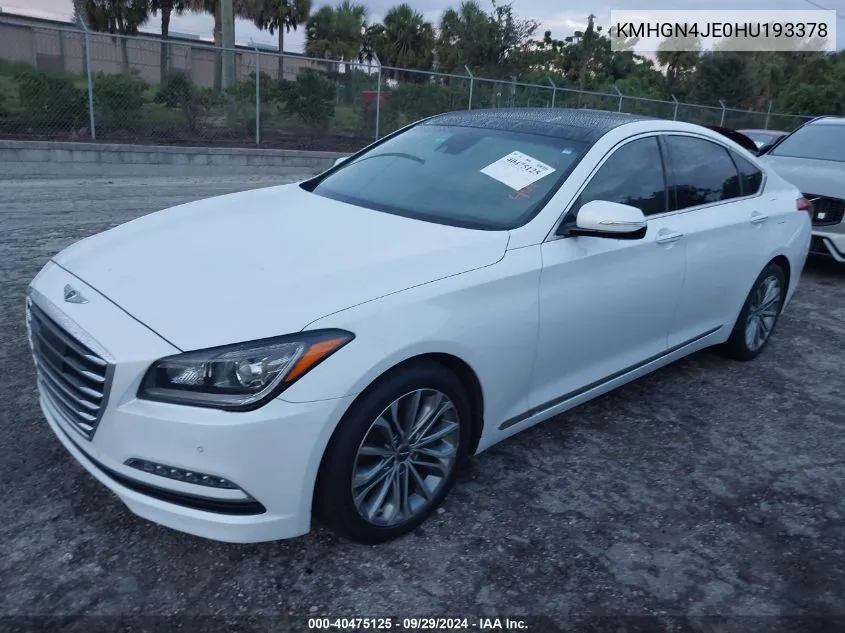 2017 Genesis G80 3.8 VIN: KMHGN4JE0HU193378 Lot: 40475125