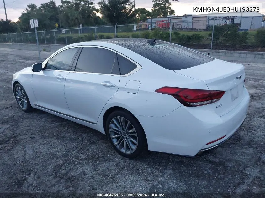 2017 Genesis G80 3.8 VIN: KMHGN4JE0HU193378 Lot: 40475125