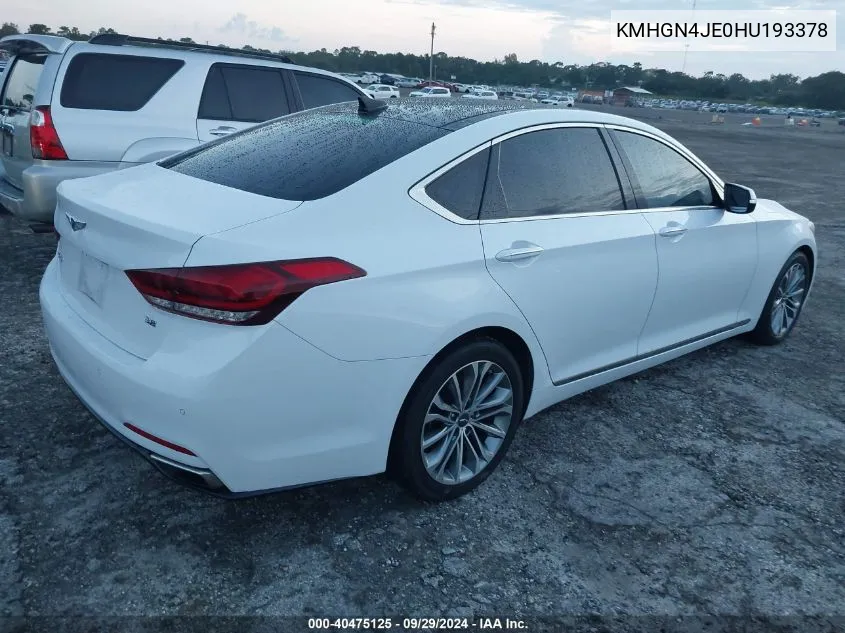 2017 Genesis G80 3.8 VIN: KMHGN4JE0HU193378 Lot: 40475125