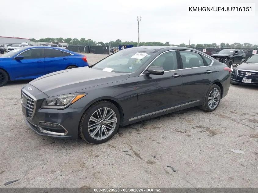 2018 Genesis G80 3.8 VIN: KMHGN4JE4JU216151 Lot: 39520523