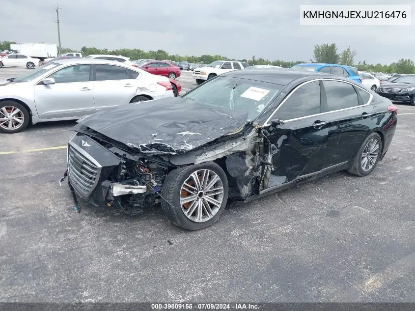 2018 Genesis G80 3.8 VIN: KMHGN4JEXJU216476 Lot: 39809155