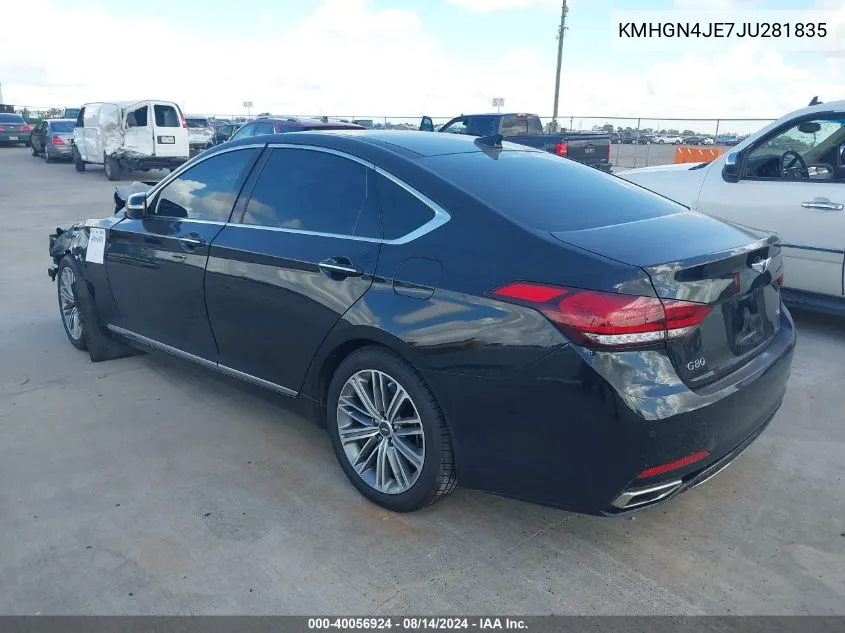 2018 Genesis G80 3.8 VIN: KMHGN4JE7JU281835 Lot: 40056924