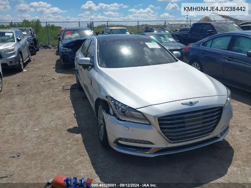 2018 Genesis G80 Premium/Ultimate VIN: KMHGN4JE4JU238442 Lot: 40328001