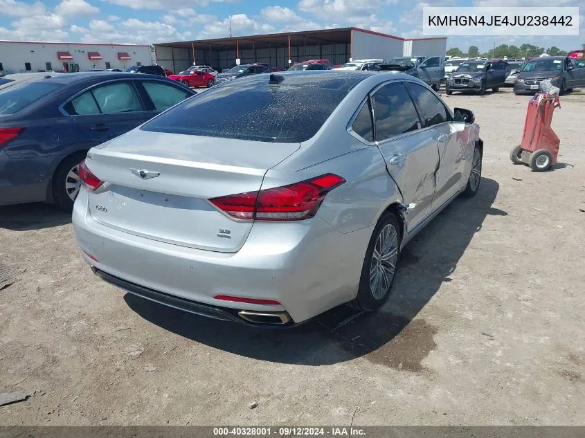 2018 Genesis G80 Premium/Ultimate VIN: KMHGN4JE4JU238442 Lot: 40328001