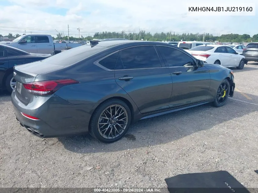 2018 Genesis G80 3.3T Sport VIN: KMHGN4JB1JU219160 Lot: 40423005