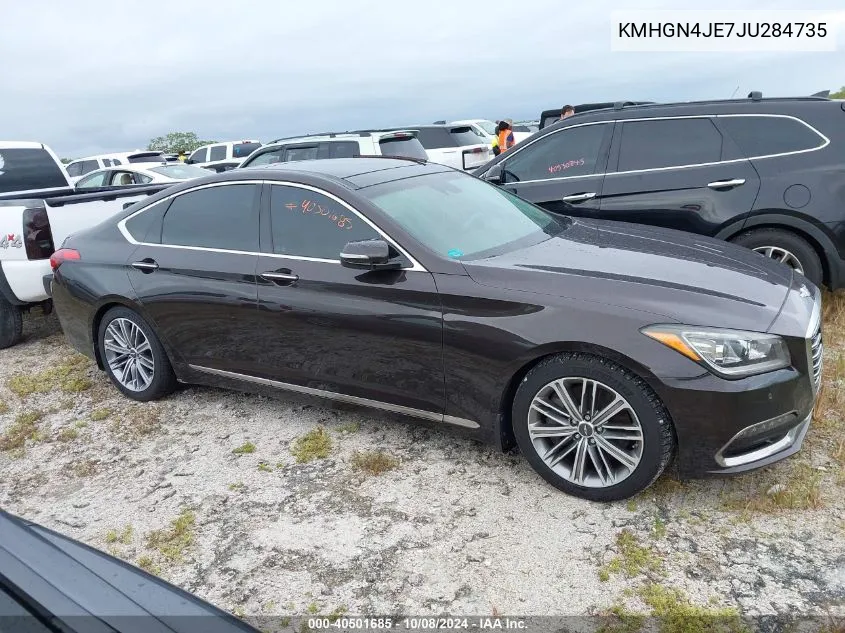 2018 Genesis G80 Premium/Ultimate VIN: KMHGN4JE7JU284735 Lot: 40501685