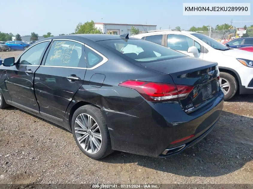 2019 Genesis G80 3.8 VIN: KMHGN4JE2KU289990 Lot: 39987141