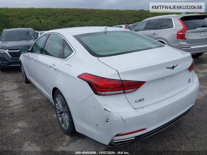 2019 Genesis G80 3.8 VIN: KMTFN4JE6KU320658 Lot: 40493906