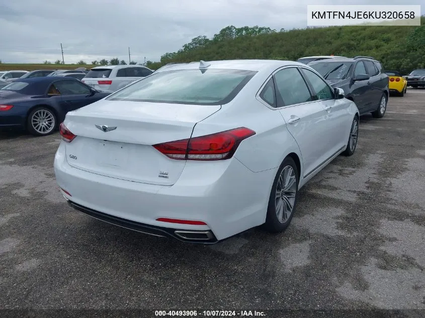 2019 Genesis G80 3.8 VIN: KMTFN4JE6KU320658 Lot: 40493906