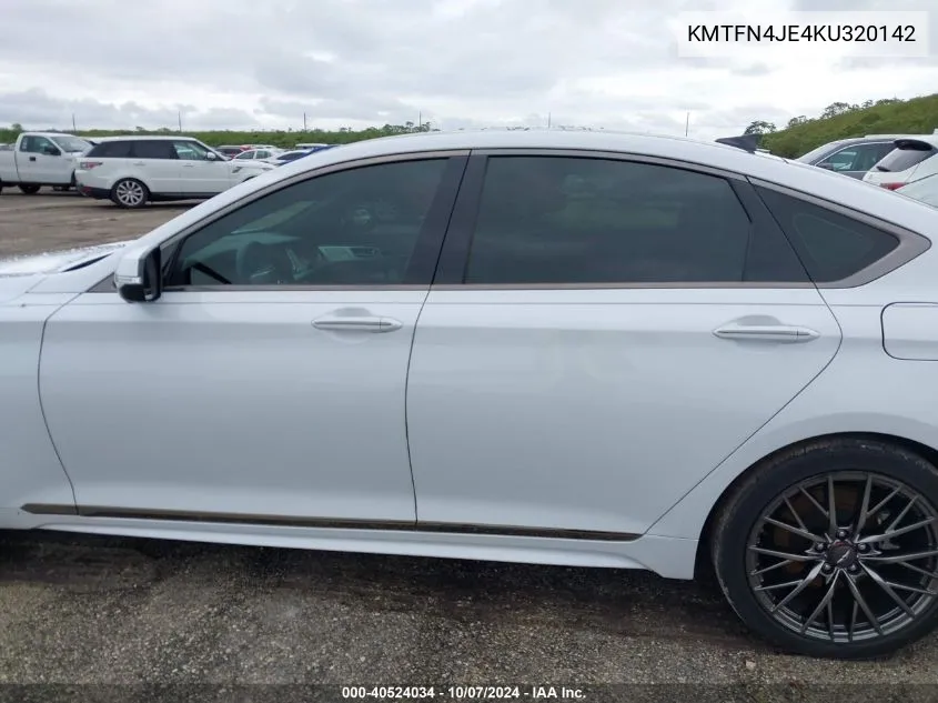 2019 Genesis G80 Sport/Ultimate VIN: KMTFN4JE4KU320142 Lot: 40524034