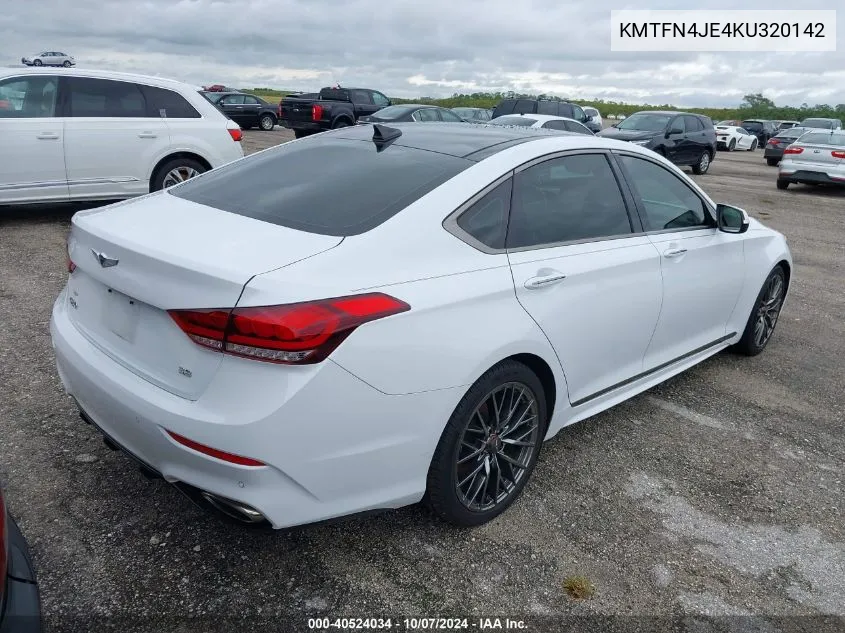 2019 Genesis G80 Sport/Ultimate VIN: KMTFN4JE4KU320142 Lot: 40524034