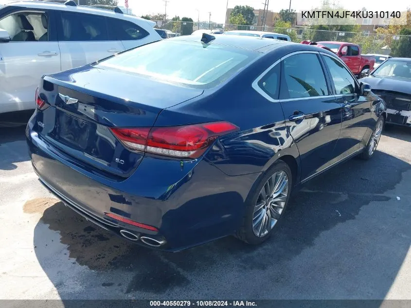 2019 Genesis G80 5.0 Ultimate VIN: KMTFN4JF4KU310140 Lot: 40550279