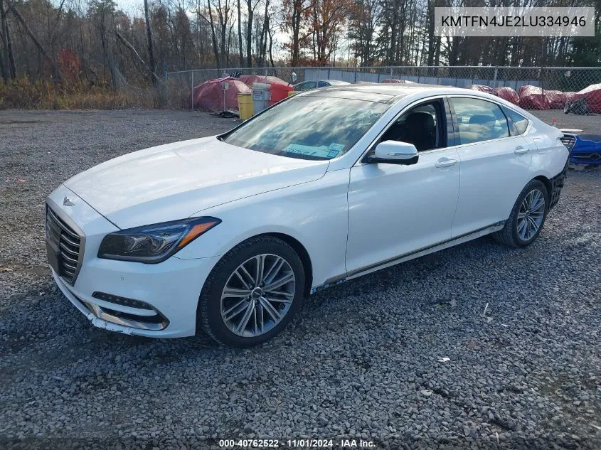 2020 Genesis G80 3.8 Awd VIN: KMTFN4JE2LU334946 Lot: 40762522