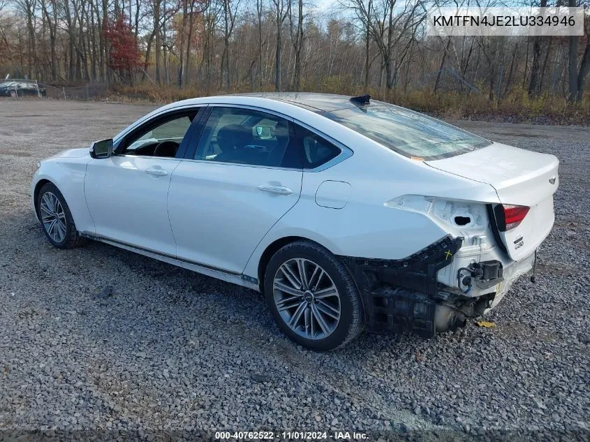 2020 Genesis G80 3.8 Awd VIN: KMTFN4JE2LU334946 Lot: 40762522