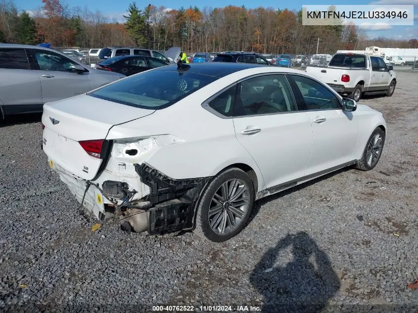 2020 Genesis G80 3.8 Awd VIN: KMTFN4JE2LU334946 Lot: 40762522