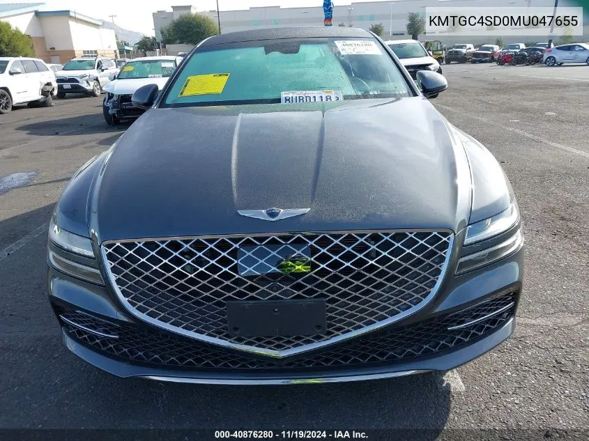 2021 Genesis G80 3.5T Awd VIN: KMTGC4SD0MU047655 Lot: 40876280