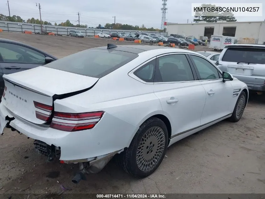 2022 Genesis G80 Advanced/Prestige VIN: KMTGB4SC6NU104257 Lot: 40714471