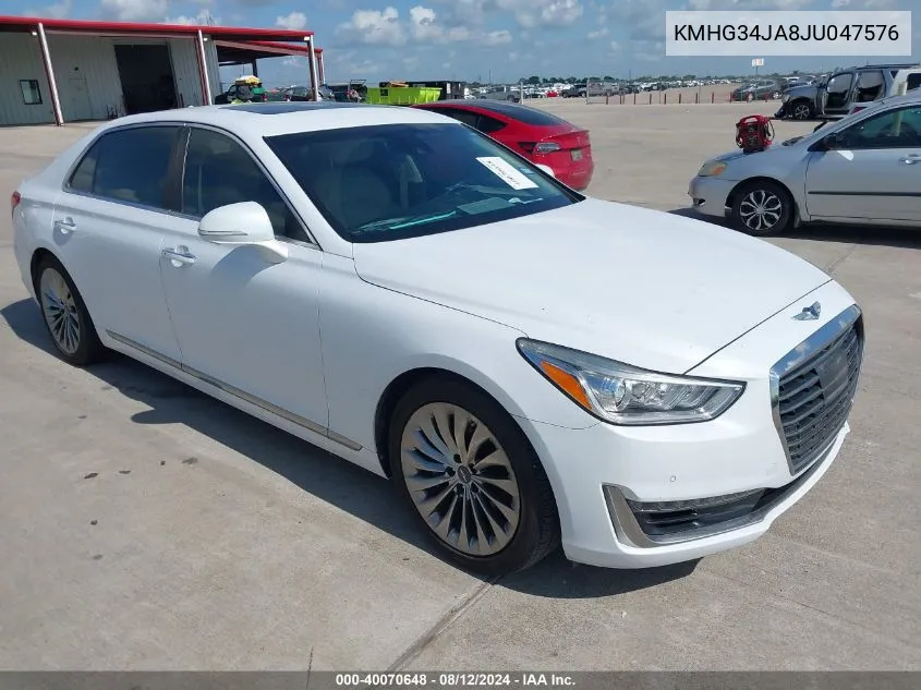 2018 Genesis G90 3.3T Premium VIN: KMHG34JA8JU047576 Lot: 40070648