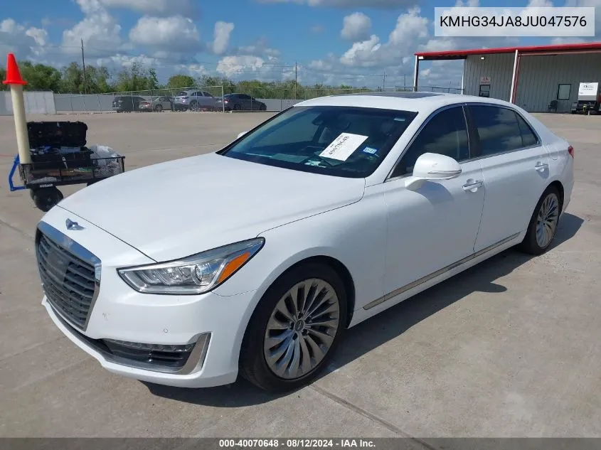 2018 Genesis G90 3.3T Premium VIN: KMHG34JA8JU047576 Lot: 40070648