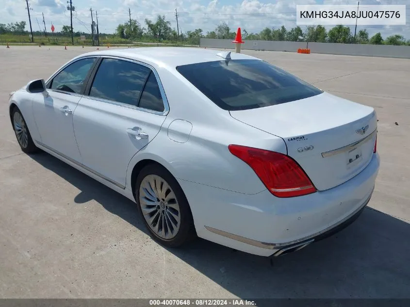 2018 Genesis G90 3.3T Premium VIN: KMHG34JA8JU047576 Lot: 40070648