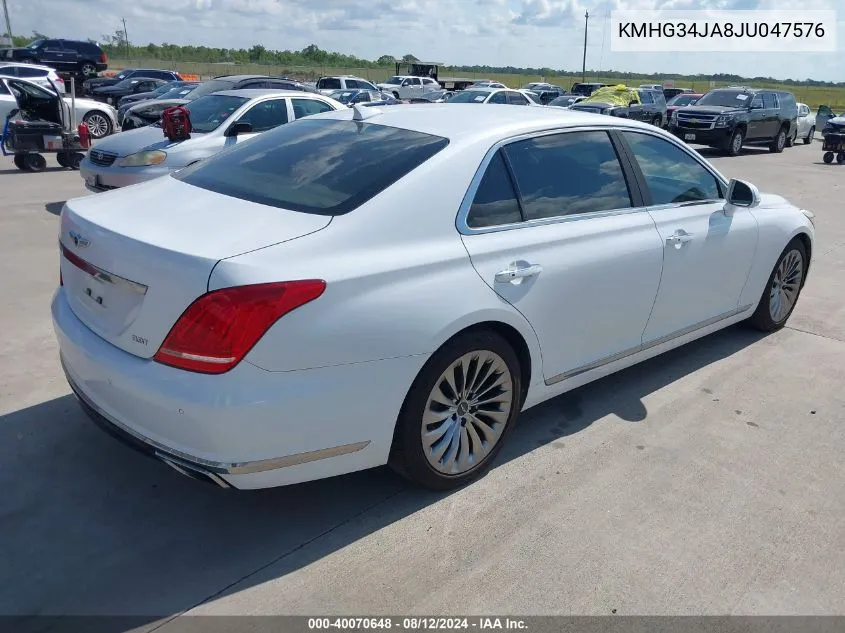 2018 Genesis G90 3.3T Premium VIN: KMHG34JA8JU047576 Lot: 40070648