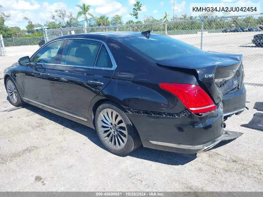 2018 Genesis G90 3.3T Premium VIN: KMHG34JA2JU042454 Lot: 40699081