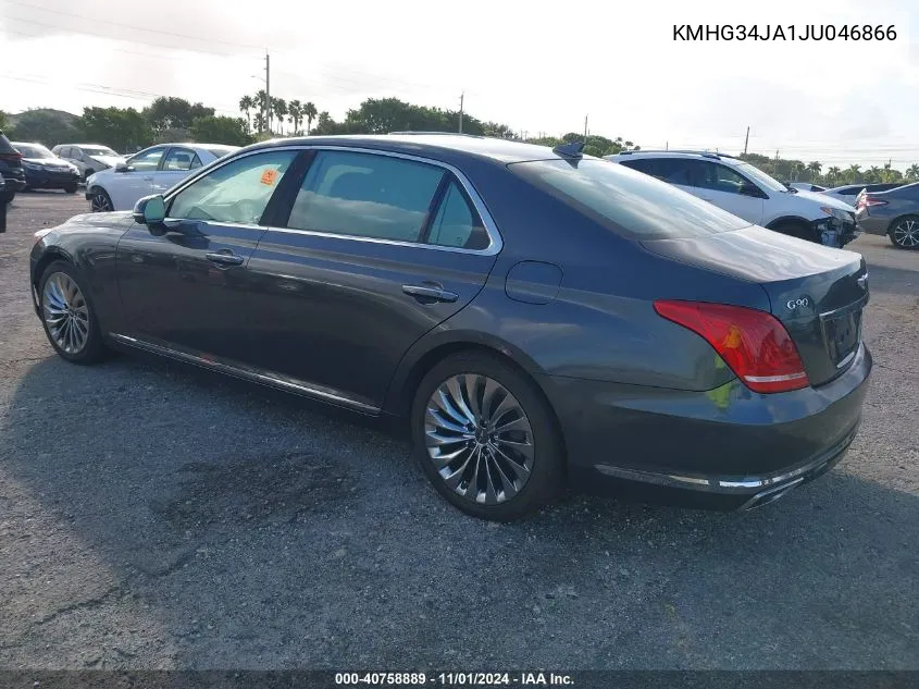 2018 Genesis G90 3.3T Premium VIN: KMHG34JA1JU046866 Lot: 40758889