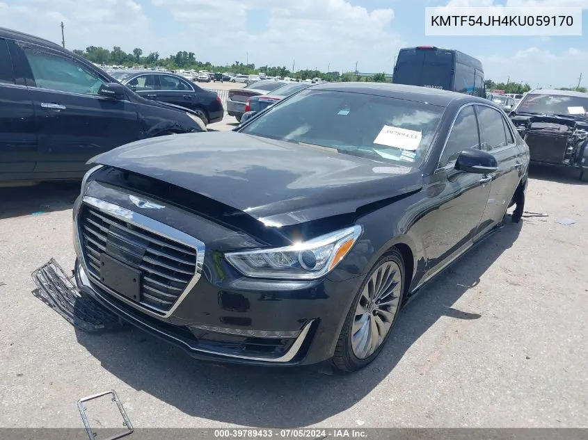 2019 Genesis G90 5.0 Ultimate VIN: KMTF54JH4KU059170 Lot: 39789433