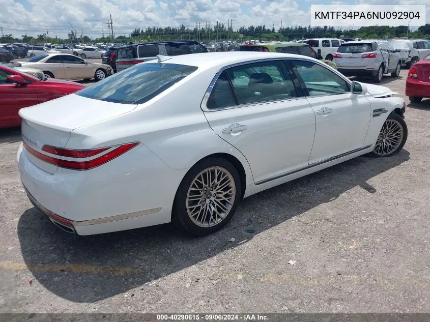 KMTF34PA6NU092904 2022 Genesis G90 Premium