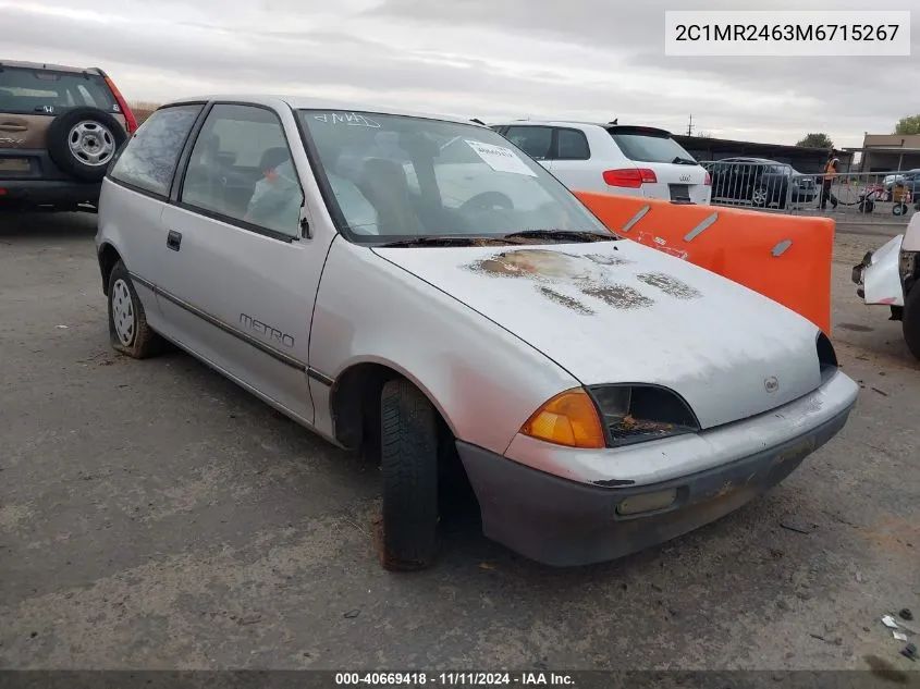 1991 Geo Metro Lsi VIN: 2C1MR2463M6715267 Lot: 40669418