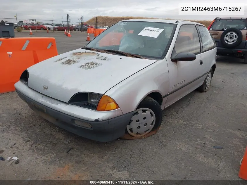 1991 Geo Metro Lsi VIN: 2C1MR2463M6715267 Lot: 40669418