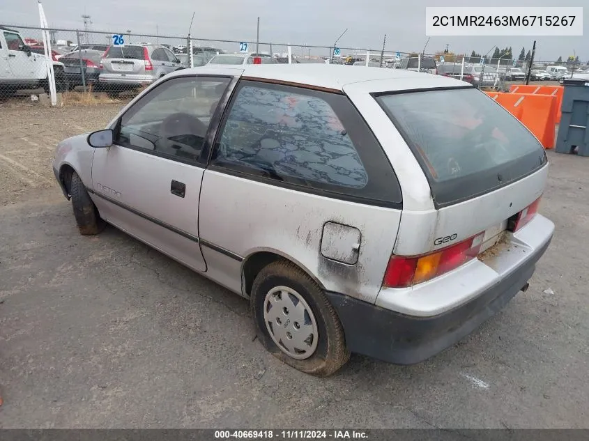 1991 Geo Metro Lsi VIN: 2C1MR2463M6715267 Lot: 40669418