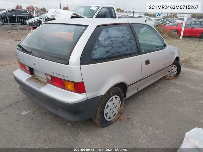 1991 Geo Metro Lsi VIN: 2C1MR2463M6715267 Lot: 40669418