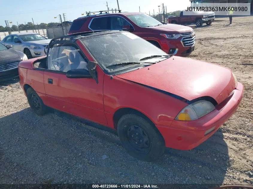 1991 Geo Metro Lsi Sprint Cl VIN: JG1MR3363MK608980 Lot: 40723666