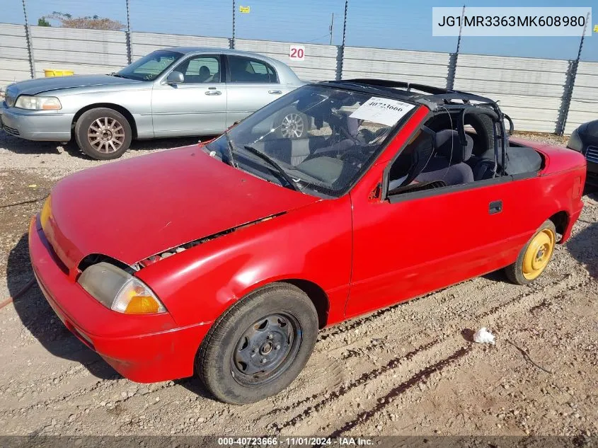 1991 Geo Metro Lsi Sprint Cl VIN: JG1MR3363MK608980 Lot: 40723666