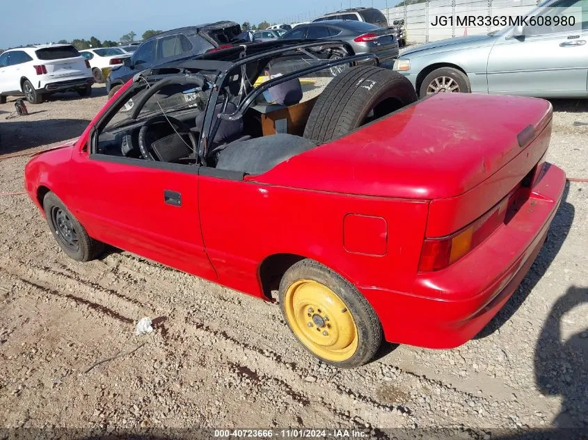 1991 Geo Metro Lsi Sprint Cl VIN: JG1MR3363MK608980 Lot: 40723666