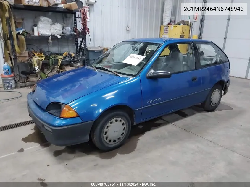 1992 Geo Metro Lsi VIN: 2C1MR2464N6748943 Lot: 40703761